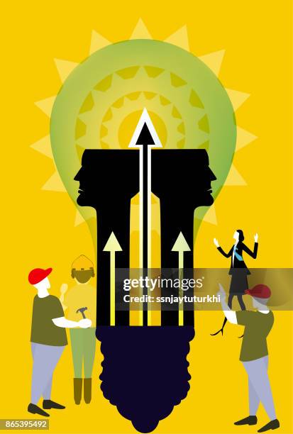 technology, occupation, - height difference stock illustrations