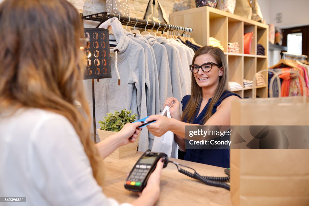 Customer paying with credit card