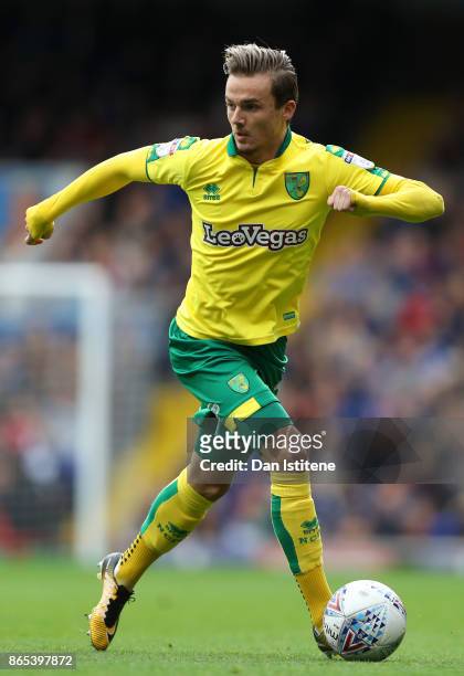 James Maddison of Norwich City runs with the ball during the Sky Bet Championship match between Ipswich Town and Norwich City at Portman Road on...