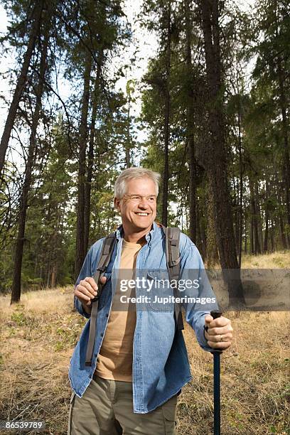 man hiking - lake chelan stock-fotos und bilder