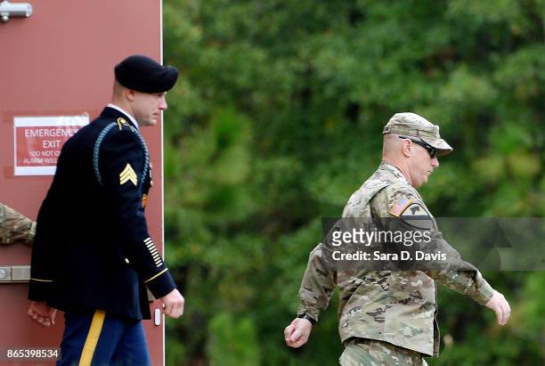 Army Sgt. Robert Bowdrie "Bowe' Bergdahl , 31 of Hailey, Idaho, is escorted out of the Ft. Bragg military courthouse during his sentencing hearing on...