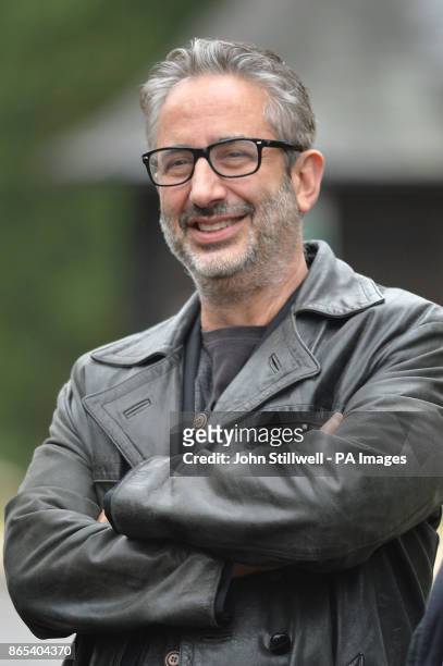 David Baddiel at the funeral of comedian Sean Hughes at Islington and Camden Cemetery in London.