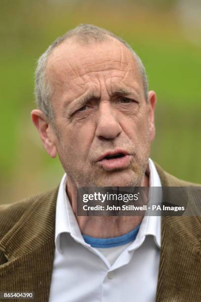 Arthur Smith at the funeral of comedian Sean Hughes at Islington and Camden Cemetery in London.