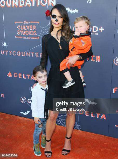 Jordana Brewster and kids Julian Form-Brewster, Rowan Brewster-Form attend the GOOD+ Foundation's 2nd Annual Halloween Bash on October 22, 2017 in...