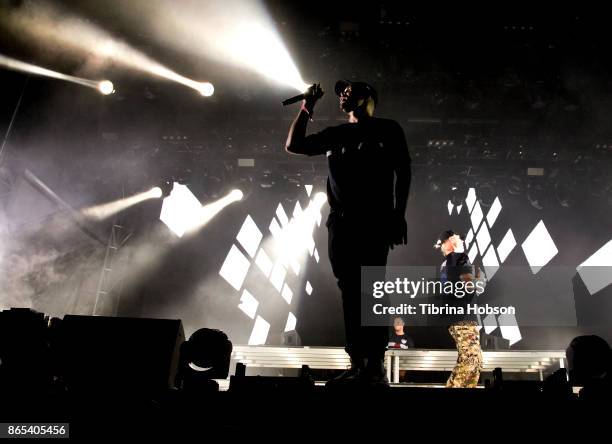 Walshy Fire, Jillionaire and Diplo of Major Lazer perform at the Lost Lake Music Festival on October 22, 2017 in Phoenix, Arizona.