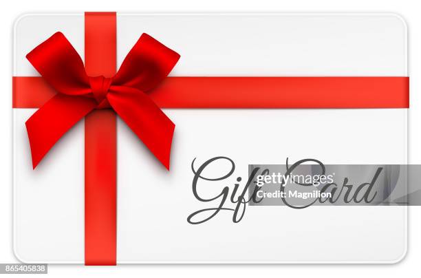 ilustrações de stock, clip art, desenhos animados e ícones de gift card with red bow - cartão de presente