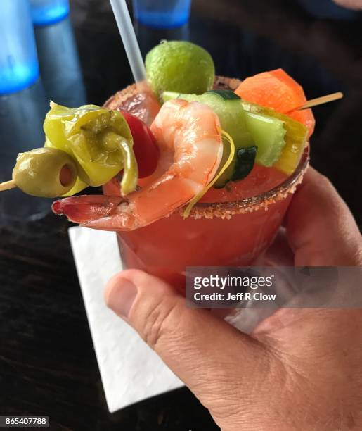 homemade south texas cocktail - bloody mary stock pictures, royalty-free photos & images