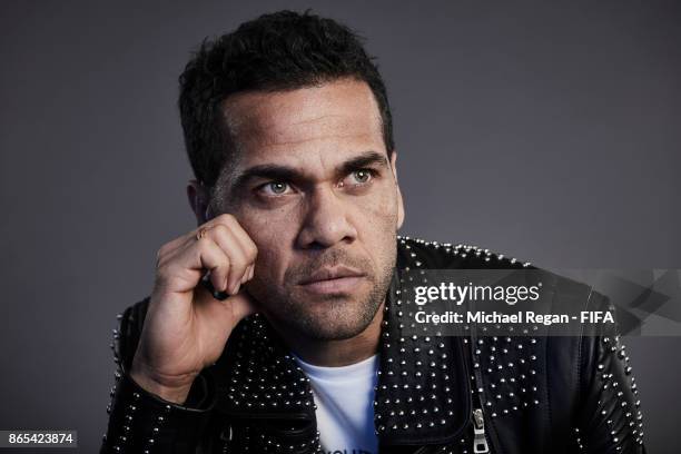 Dani Alves of Brazil poses during The Best FIFA Football Awards at The May Fair Hotel on October 23, 2017 in London, England.