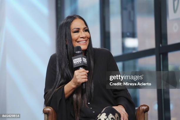 Percussionist, singer, author, and actress, Sheila E. Visits BUILD to discuss her new album "Iconic: Message 4 America" at Build Studio on October...