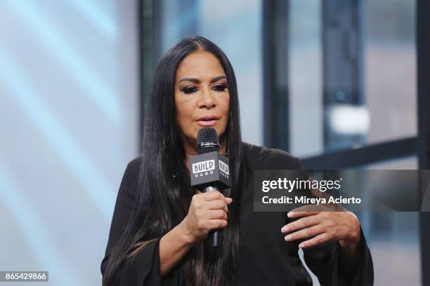 Percussionist, singer, author, and actress, Sheila E. Visits BUILD to discuss her new album "Iconic: Message 4 America" at Build Studio on October...