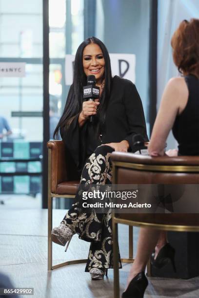 Percussionist, singer, author, and actress, Sheila E. Visits BUILD to discuss her new album "Iconic: Message 4 America" at Build Studio on October...