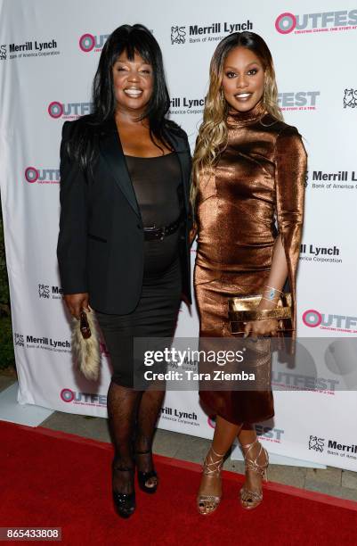 Jazzmun Crayton and Laverne Cox attend the 13th Annual Outfest Legacy Awards at Vibiana on October 22, 2017 in Los Angeles, California.