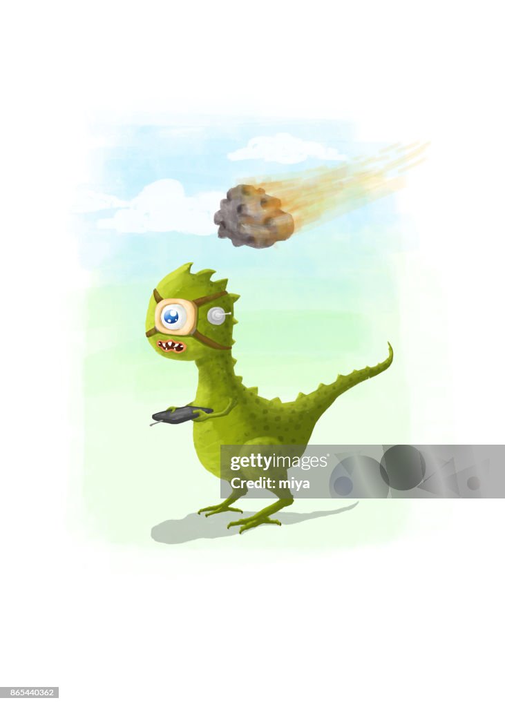 Dibujos Animados Dinosaurios De Huelga Asteroides Ilustración Ilustración  de stock - Getty Images