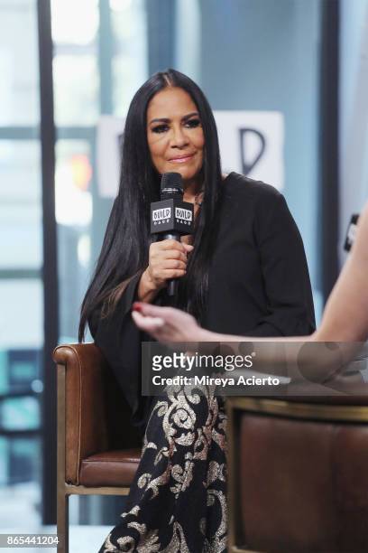Percussionist, singer, author, and actress, Sheila E. Visits BUILD to discuss her new album "Iconic: Message 4 America" at Build Studio on October...