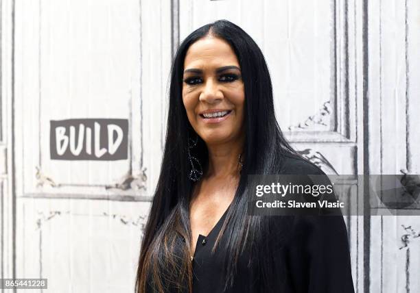 Musician Sheila E. Visits Build to discuss her new album "Iconic: Message 4 America" at Build Studio on October 23, 2017 in New York City.