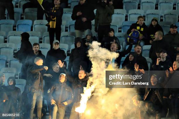 Fans during the allsvenskan match between Malmo FF and AIK at Swedbank Stadion on October 23, 2017 in Malmo, Sweden.