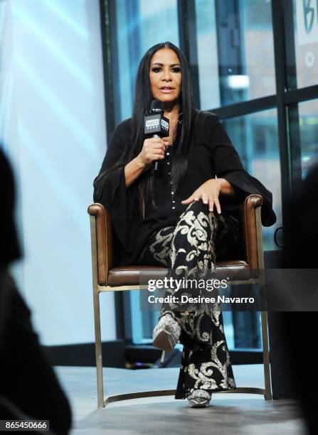 Singer Sheila E. Visits Build to discuss her new album 'Iconic: Message 4 America' at Build Studio on October 23, 2017 in New York City.