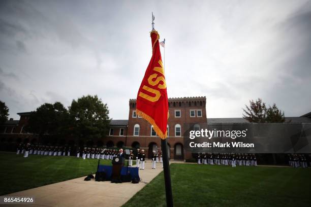 Vice President Mike Pence speaks at the Marine barracks to commemorate the anniversary of the 1983 bombing of the Marine barracks in Beirut, Lebanon,...