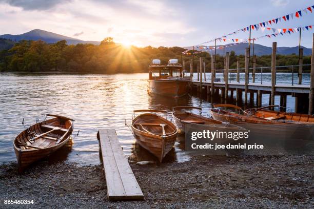 sunset, keswick, cumbria, lake district, england - keswick stock pictures, royalty-free photos & images