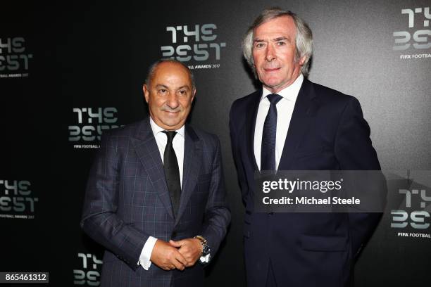 Osvaldo Ardiles and Pat Jennings arrive for The Best FIFA Football Awards - Green Carpet Arrivals on October 23, 2017 in London, England.