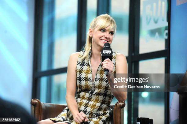 Actress Anna Faris visits Build to discuss her podcast 'Unqualified' at Build Studio on October 23, 2017 in New York City.
