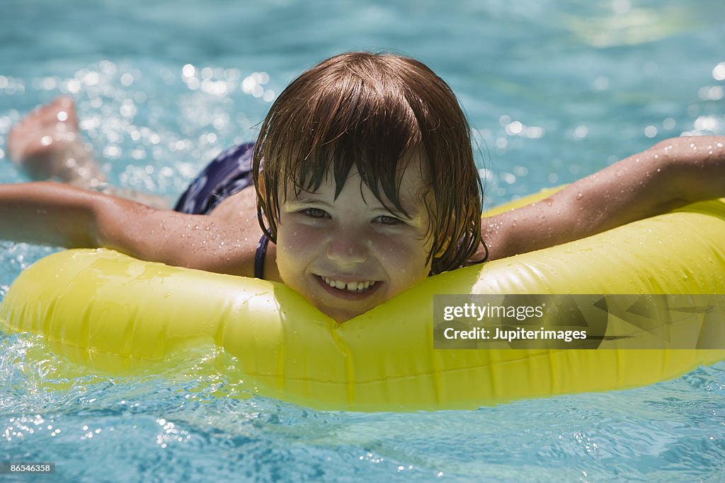 Girl on innertube