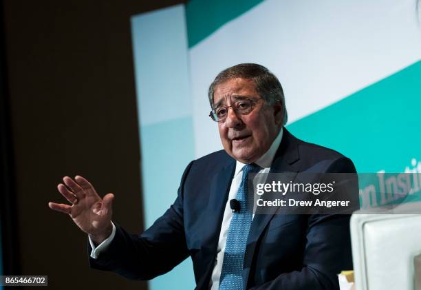 Leon Panetta, former U.S. Defense Secretary and former director of the Central Intelligence Agency, speaks during a discussion on countering violent...