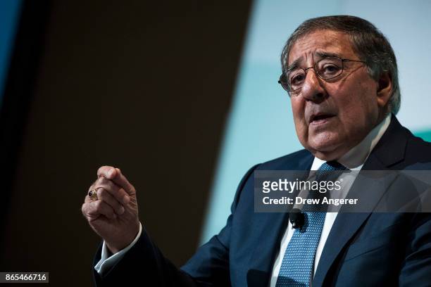 Leon Panetta, former U.S. Defense Secretary and former director of the Central Intelligence Agency, speaks during a discussion on countering violent...