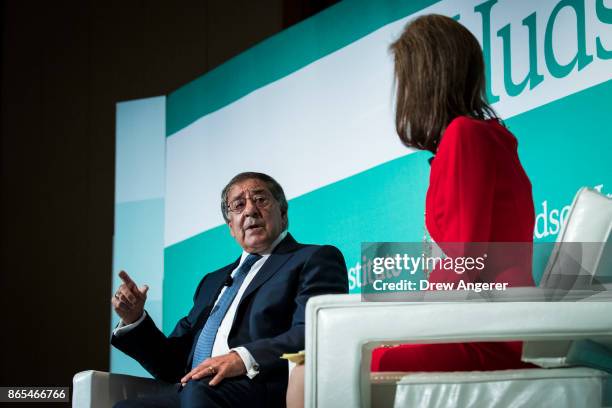 Leon Panetta, former U.S. Defense Secretary and former director of the Central Intelligence Agency, speaks during a discussion on countering violent...