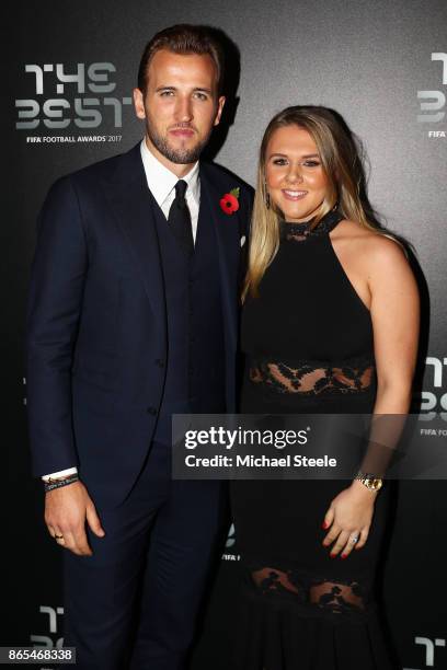 Harry Kane and Katie Goodland arrive for The Best FIFA Football Awards - Green Carpet Arrivals on October 23, 2017 in London, England.