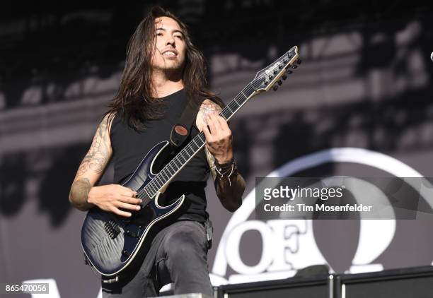Phil Manansala with Of Mice & Men performs during the Monster Energy Aftershock Festival at Discovery Park on October 22, 2017 in Sacramento,...