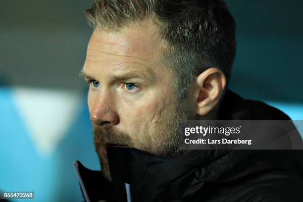 Magnus Pehrsson, head coach of Malmo FF during the allsvenskan match between Malmo FF and AIK at Swedbank Stadion on October 23, 2017 in Malmo,...