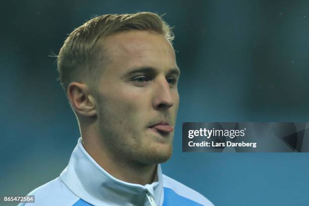 Franz Brorsson of Malmo FF during the allsvenskan match between Malmo FF and AIK at Swedbank Stadion on October 23, 2017 in Malmo, Sweden.