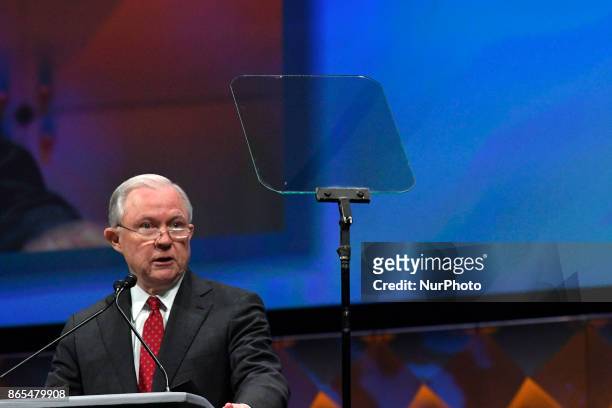 Attorney General Jeff Sessions announces plans to combat MS-13 during the General Assembly of the International Association of Chiefs of Police...