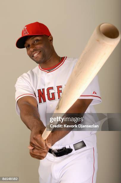 Torii Hunter of the Los Angeles Angels of Anaheim poses during photo day at Tempe Diablo Stadium on February 25, 2009 in Tempe, Arizona.