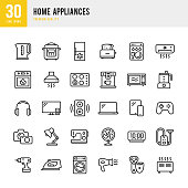 Home Appliances - set of thin line vector icons