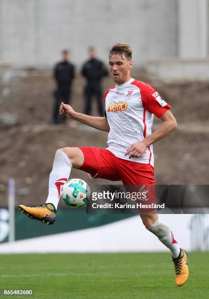 Asger Soerensen of Regensburg during the Second Bundesliga match between FC Erzgebirge Aue and SSV Jahn Regensburg at Sparkassen-Erzgebirgsstadion on...