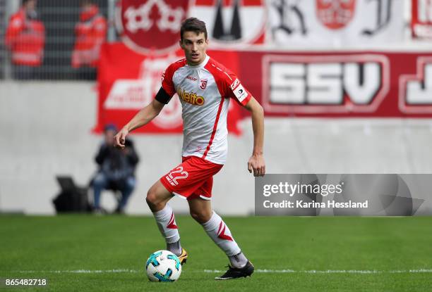 Sebastian Stolze of Regensburg during the Second Bundesliga match between FC Erzgebirge Aue and SSV Jahn Regensburg at Sparkassen-Erzgebirgsstadion...