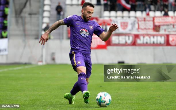 Calogero Rizzuto of Aue during the Second Bundesliga match between FC Erzgebirge Aue and SSV Jahn Regensburg at Sparkassen-Erzgebirgsstadion on...