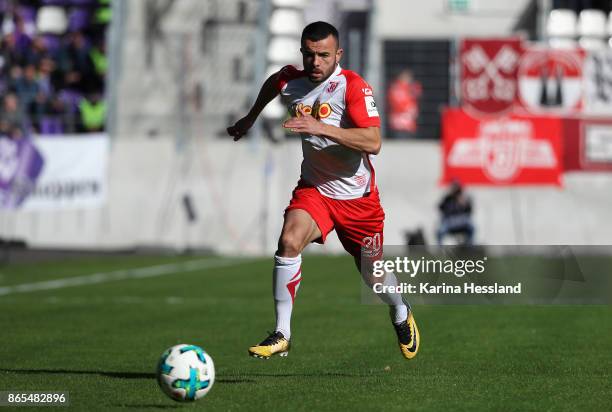 Albion Vrenezi of Regensburg during the Second Bundesliga match between FC Erzgebirge Aue and SSV Jahn Regensburg at Sparkassen-Erzgebirgsstadion on...