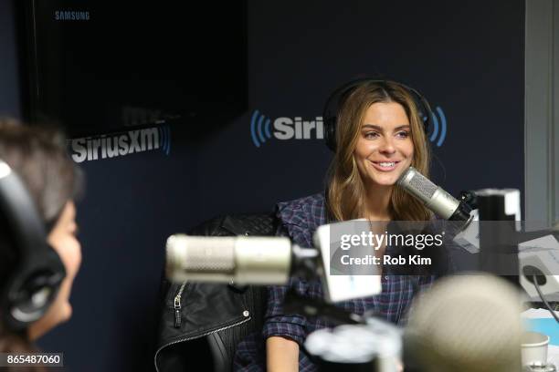 Maria Menounos appears on set at SiriusXM Studios on October 23, 2017 in New York City.