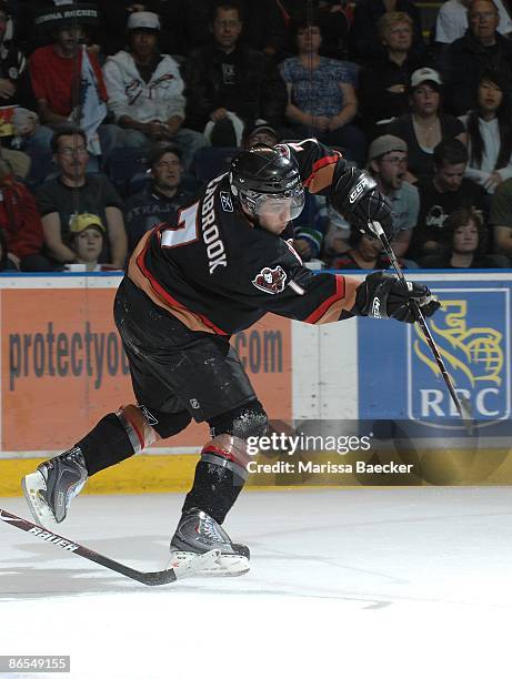 Keith Seabrook of the Calgary Hitmen makes a pass against the Kelowna Rockets on May 6, 2009 at Prospera Place in Kelowna, Canada.