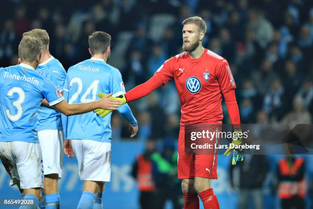 Fredrik Andersson of Malmo FF during the allsvenskan match between Malmo FF and AIK at Swedbank Stadion on October 23, 2017 in Malmo, Sweden.