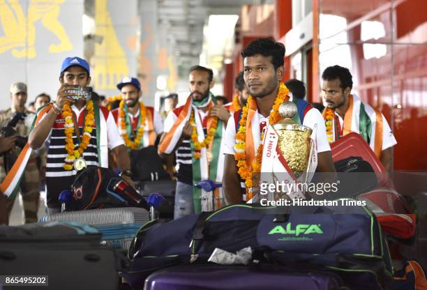 The Indian hockey team which came back home after winning the Asia Cup hockey tournament in Dhaka was greeted to a rousing welcome by fans at the...