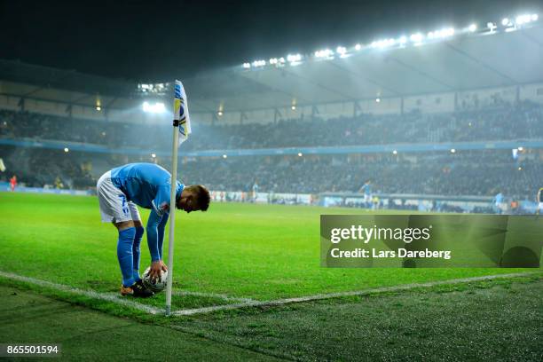 Anders Christiansen of Malmo FF during the allsvenskan match between Malmo FF and AIK at Swedbank Stadion on October 23, 2017 in Malmo, Sweden.