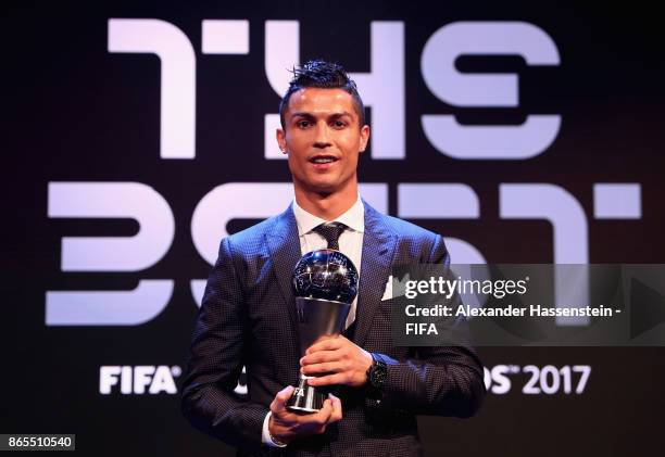 Cristiano Ronaldo pose for a photo during The Best FIFA Football Awards at The London Palladium on October 23, 2017 in London, England.