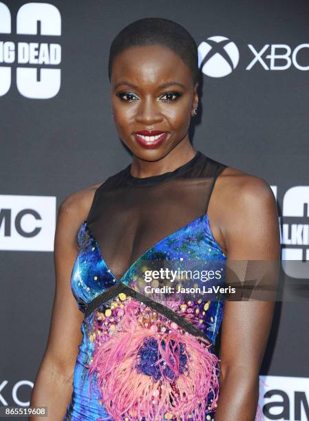 Actress Danai Gurira attends the 100th episode celebration off "The Walking Dead" at The Greek Theatre on October 22, 2017 in Los Angeles, California.