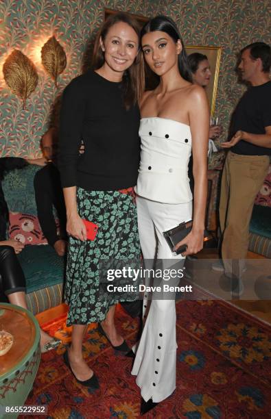 Caroline Rush and Neelam Gill attend The Fashion Awards 2017 nominees party in partnership with Swarovski at 5 Hertford Street on October 23, 2017 in...