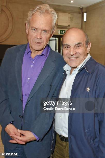 David Yelland and David Suchet attend the press night performance of "Witness For The Prosecution" at London County Hall on October 23, 2017 in...