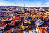 Aerial view of Colorful Helsinki-Drone